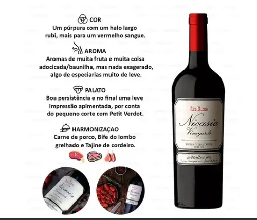 Vinho Tinto Argentino Nicasia Malbec Catena Zapata Cx 6 Und - Imagem 5